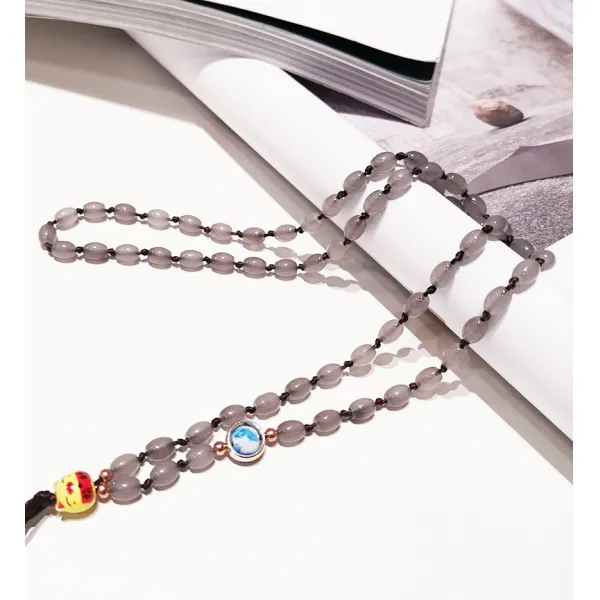 핸드폰 끈 여걸 멱살 꼬임 속국풍 비취옥 펜던트 크리스털 구슬 손목 애플 X 화웨이 오픈 Vivo 1 롱그레이 비취 걸개밧줄