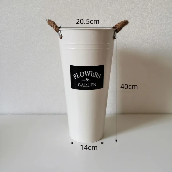 가정용물통 꽃꽂이 룩 버켓 깨어나다 꽃집 전용 키우기 드라이플라워 생화 꽃통 클래식 빅 사이즈 의 철피 4785155702, 베이지 삼 로프 아플리케 40CM 미, 본상품
