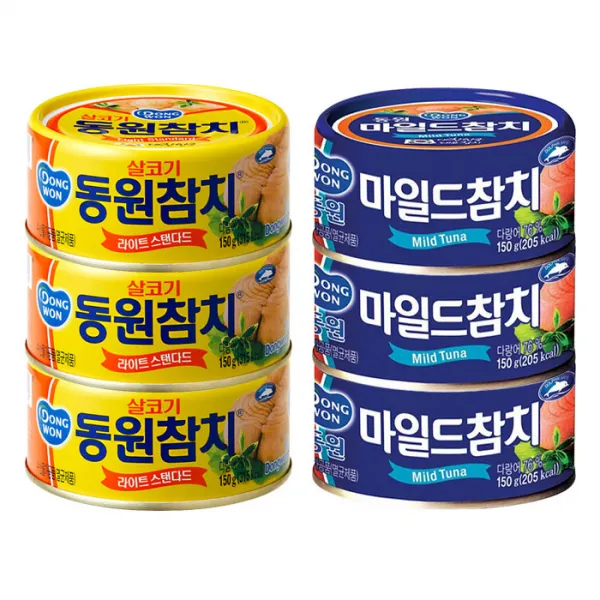 동원 살코기참치 + 마일드참치, 살코기참치 150g x 3p + 마일드참치 150g x 3p, 1세트