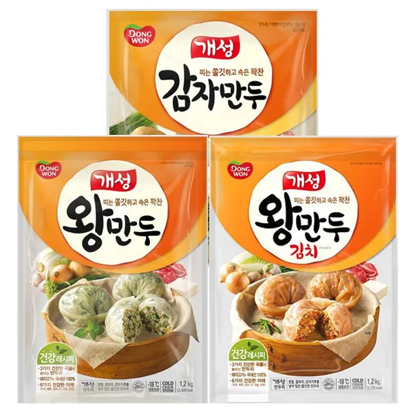 개성 만두세트, 왕만두 1.82kg 1개입 + 김치왕만두 1.82kg 1개입 + 감자만두 1.9kg 1개입, 1세트