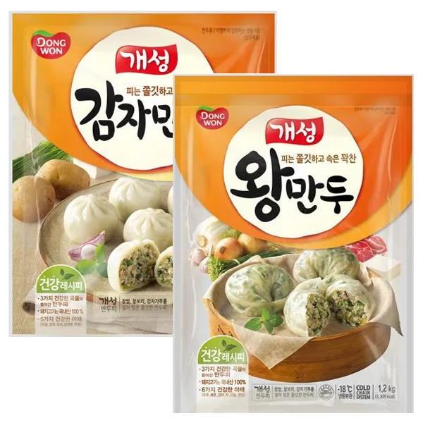 동원 [동원] 개성왕만두+개성감자만두 세트 왕만두1.82kg+감자만두1.9kg, 1세트