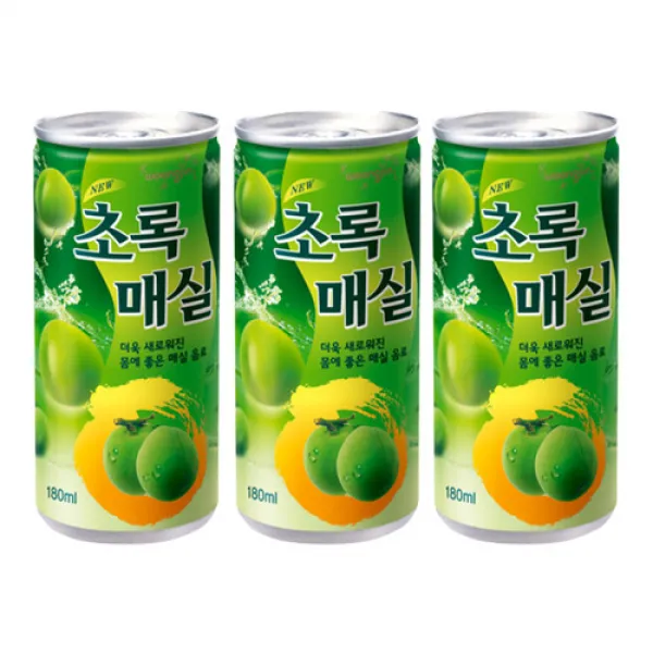 웅진식품(주) 초록매실 180mlx30캔x3박스(총90캔) 과채음료
