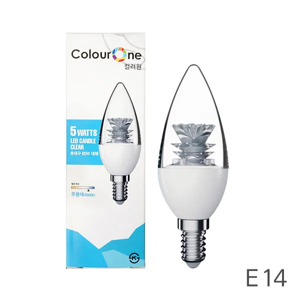 장수 LED 촛대구(투명) 5W, 주광색(쿨화이트), E14베이스