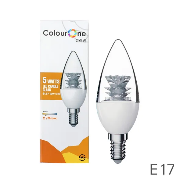 장수 LED 촛대구(투명) 5W, 전구색(웜화이트), E17베이스