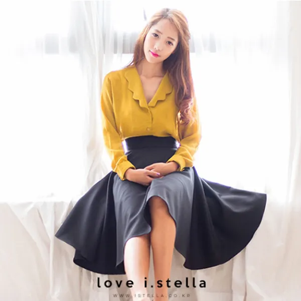 블랙 미디 플레어 스커트 데이트룩 하객룩 결혼식 여성 여자 봄 가을 여름 겨울 밴딩 A라인 롱 빅사이즈 치마 정장 모임 오렌지 화이트