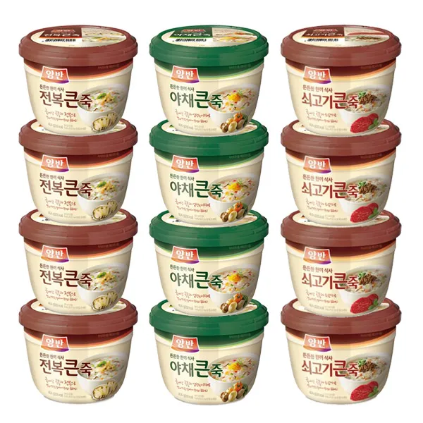 동원 양반 쇠고기큰죽+야채큰죽+전복큰죽, 12개, 쇠고기큰죽4개+야채큰죽4개+전복큰죽4개