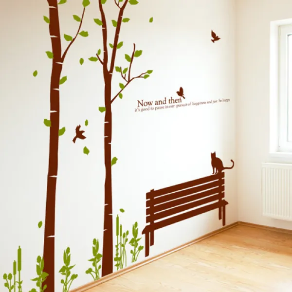 아트박스/꾸밈 ph223-고양이와새의숲속안식처_포인트스티커, 초코릿브라운+라이트올리브