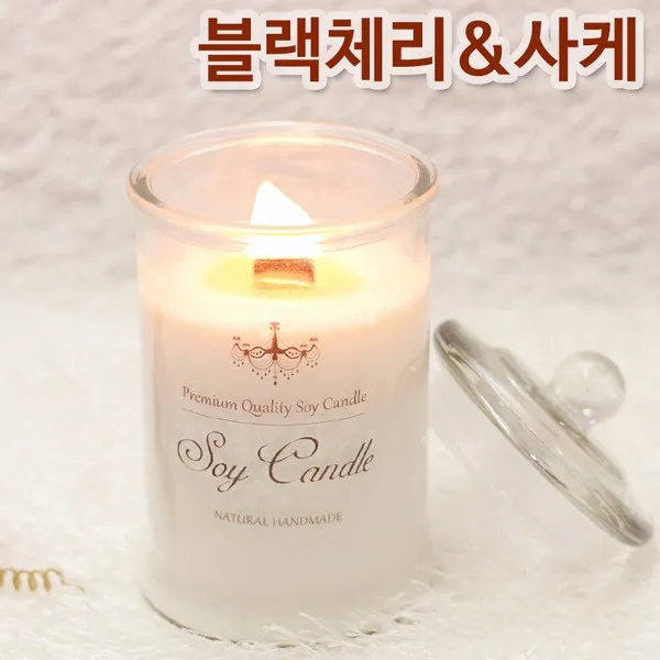 비단장이 프리미엄 아로마 소이캔들 원형기둥, 블랙체리&사케, 포장안함/우드심지, 150ml