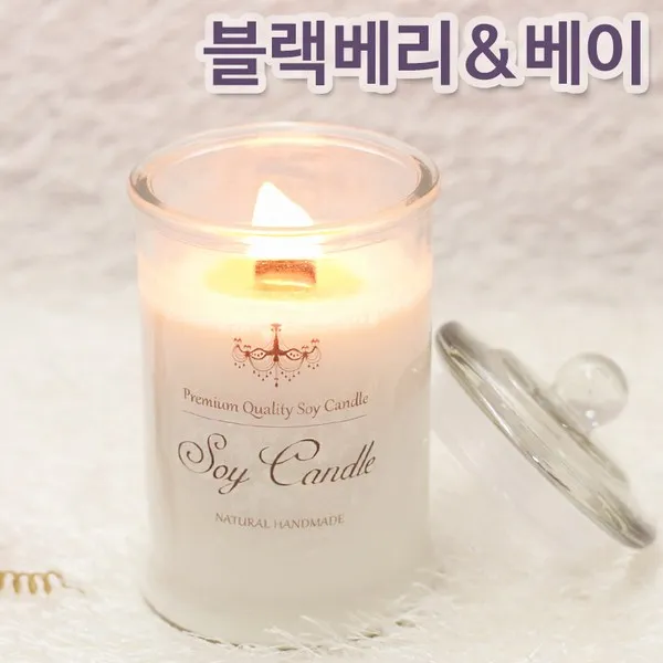 비단장이 프리미엄 아로마 소이캔들 원형기둥, 블랙베리&베이, 포장안함/우드심지, 150ml