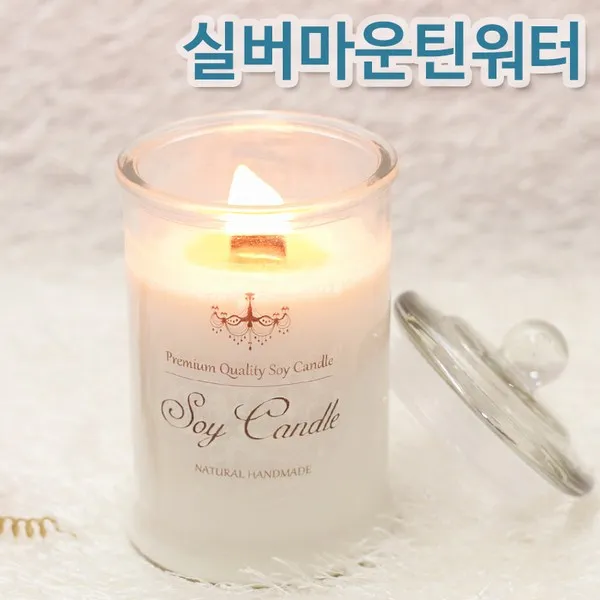 비단장이 프리미엄 아로마 소이캔들 원형기둥, 실버마운틴워터, 포장안함/우드심지, 150ml