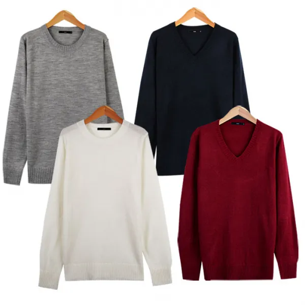 턴키 남녀공용 무지 라운드/V넥 니트
