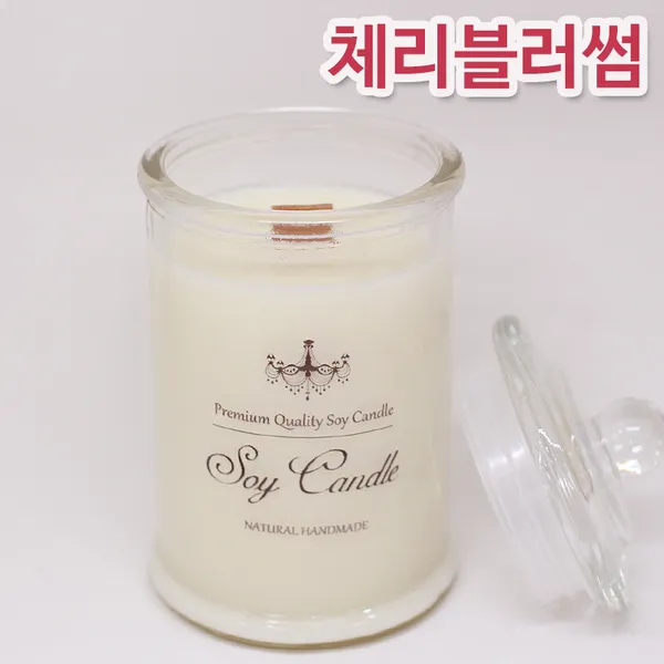 비단장이 프리미엄 아로마 소이캔들 원형기둥, 체리블러썸, 포장안함/우드심지, 340ml
