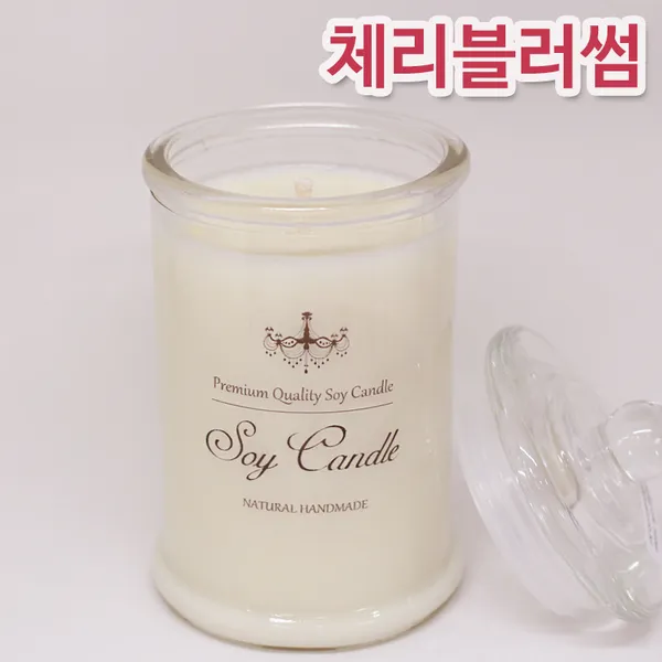 비단장이 프리미엄 아로마 소이캔들 원형기둥, 체리블러썸, 포장안함/면심지, 340ml