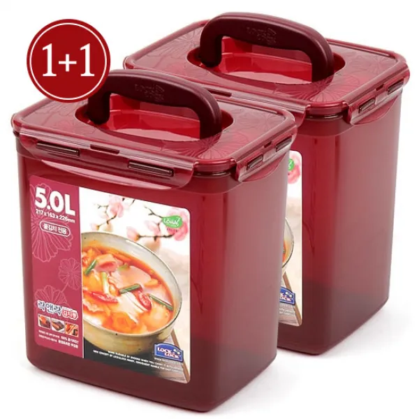 락앤락 플라스틱 직사각 원핸들 김치통 HPL890WN, 5L, 2개