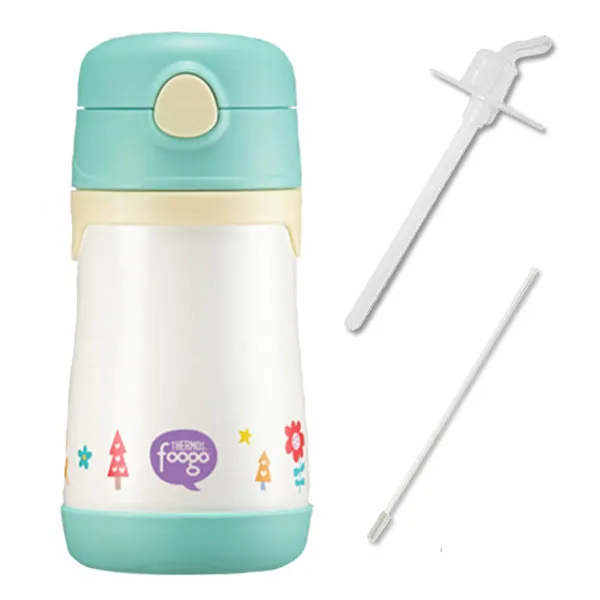 푸고 진공단열 빨대컵 290ml+빨대리필+세척솔, 그린, 1개