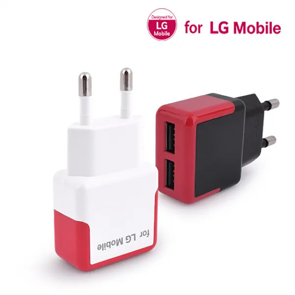 For LG 모바일 2Port 스마트폰 휴대폰 핸드폰 가정용 충전기, 블랙