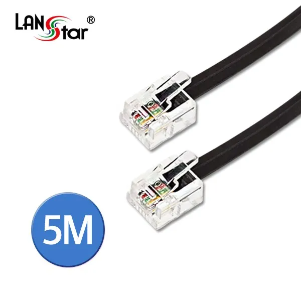 LS-TEL6P4C-5M LANstar 전화선 케이블 RJ12 6P4C 블랙 5M, 단일 모델명/품번