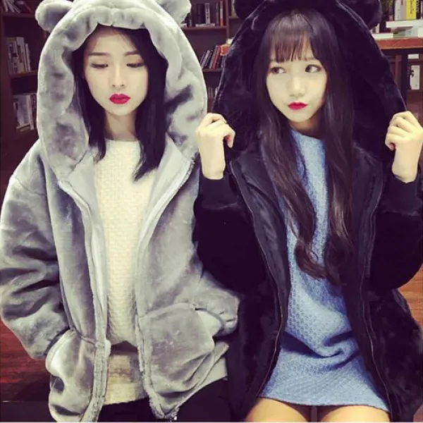 베러댓걸 9533-토끼귀 털복실 후드집업