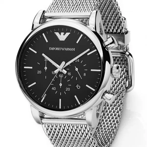 알마니 ARMANI AR1808 Herren-Uhren 헤렌-흐런 크로노그래프 남성용 메쉬밴드 46mm