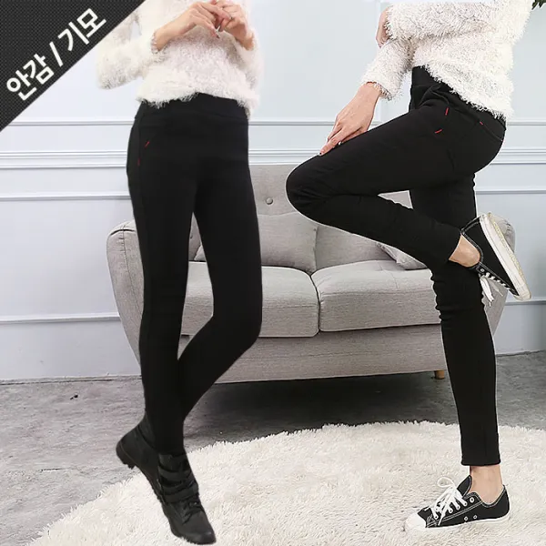 턴키 여성용 포인트 기모 스키니 팬츠 796