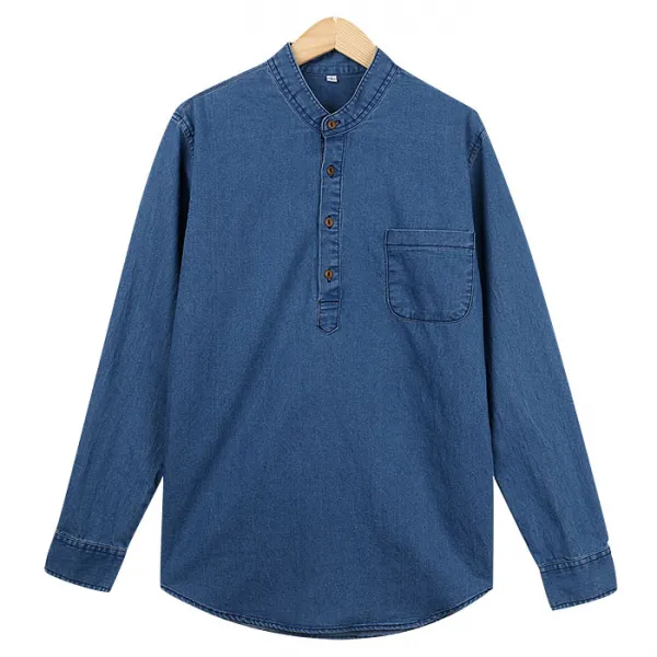 턴키 남녀공용 Nb 935 헨리넥데님셔츠