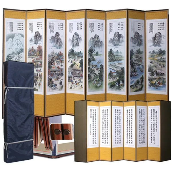 남도공예 전통배접표구 제사용병풍 6폭 8폭 병풍, 1개, 28_풍속도 - 반야 8폭병풍