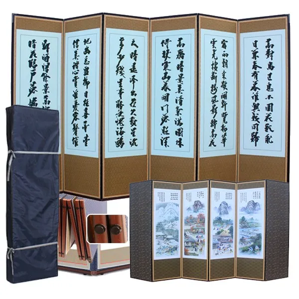 남도공예 전통배접표구 제사용병풍 6폭 8폭 병풍, 1개, 17_죽절옥비단6폭 추사 - 풍속도