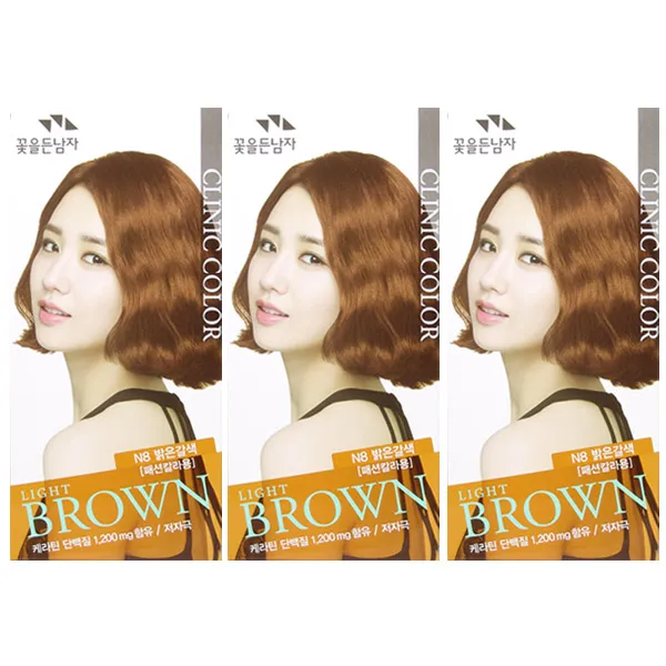 꽃을든남자 크리닉 염색약 새치용 N8밝은갈색 멋내기용 X3개