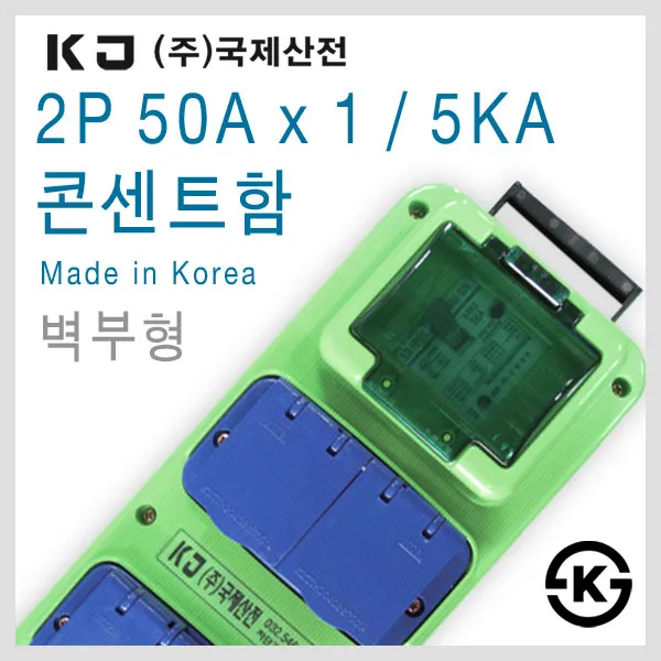 국제산전 50A 누전차단기 내장형 콘센트함 현장용 산업용 벽부형 캠핑용 이동식, [선택09] 50Ax1 콘센트함 E52SL(벽부형)