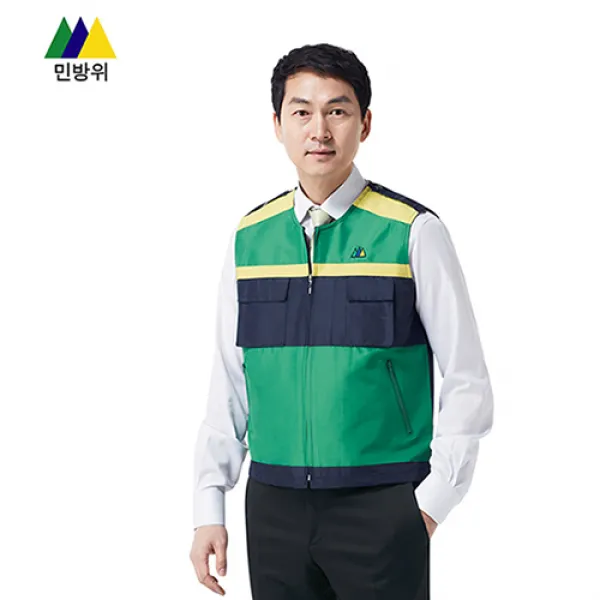 국내산 사계절용 민방위훈련 T/C 조끼국, 조끼(녹색)