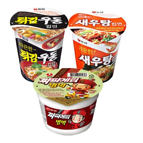 농심 튀김우동+새우탕+짜파게티범벅 소컵 6입 3종세트, 18개
