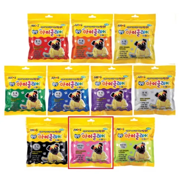  아모스 탱탱 아이클레이 낱색 파우치 110g 05_형광핑크