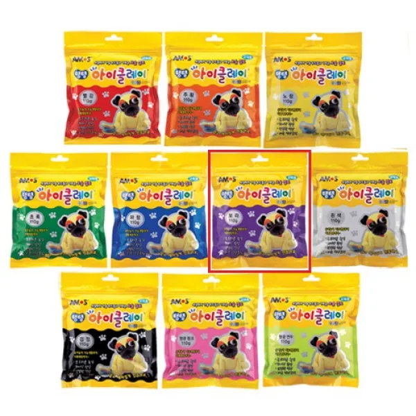  아모스 탱탱 아이클레이 낱색 파우치 110g 02_보라