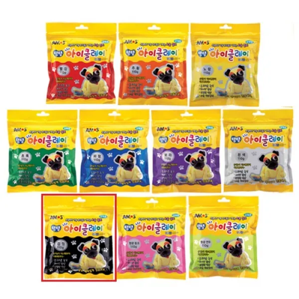  아모스 탱탱 아이클레이 낱색 파우치 110g 03_검정