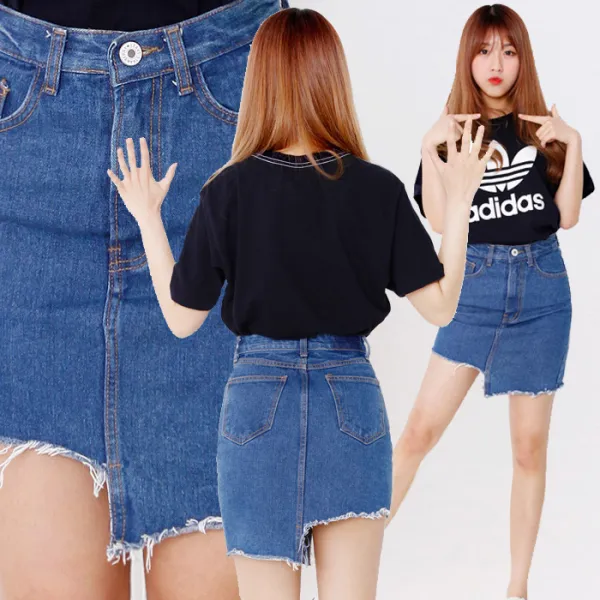 큰옷빅진 우월기럭지완성 사선컷팅!!! 메이데이(6156) 빅사이즈언발란스청스커트