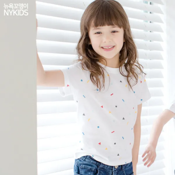 뉴욕꼬맹이 무지 색종이 반팔 공용 티셔츠
