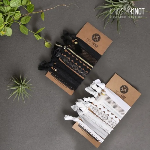 KNOTXKNOT 블랙&화이트 레이스 파티 팔찌&고무줄