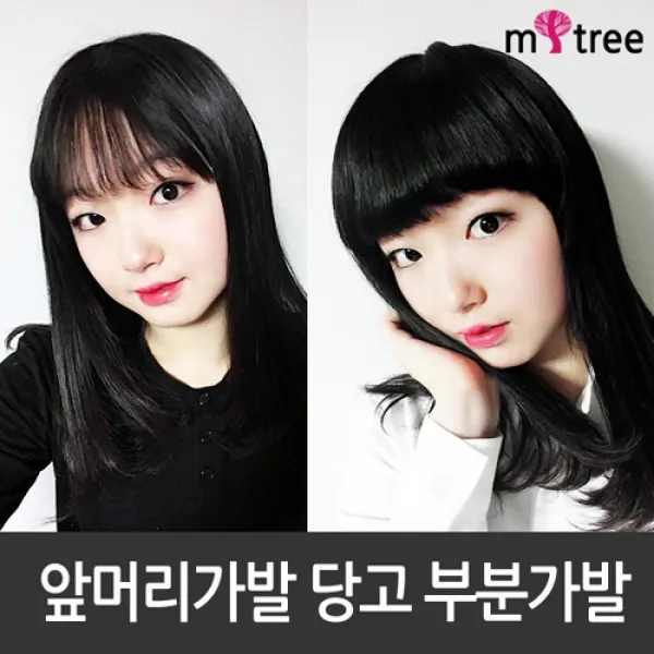 앞머리가발 당고머리 부분가발 헤어피스 붙임머리 가발, 선택5-내추럴블랙, 1개