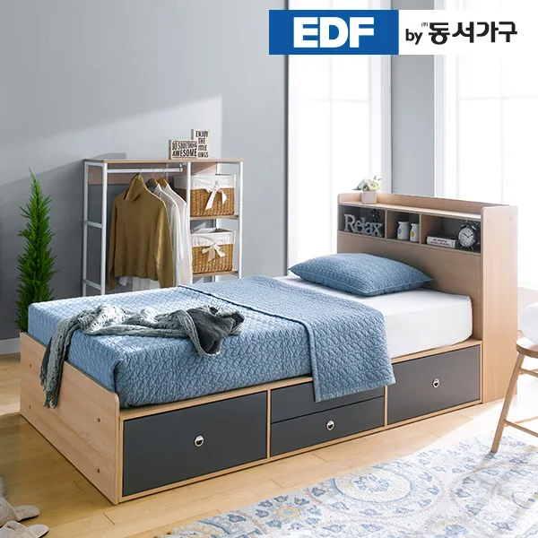 동서가구 멀티 수납 침대 매트릭스 포함 DFFA3599A, 메이플그레이 콤비