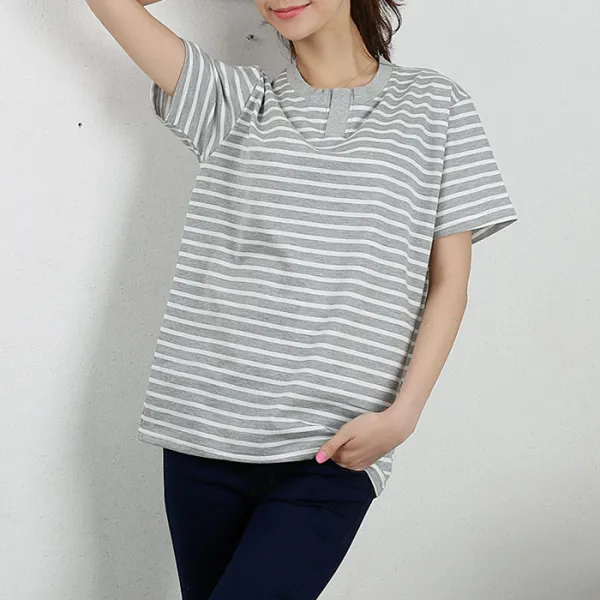 턴키 남녀공용 퀼리티 높은 V 단가라 반팔 티셔츠