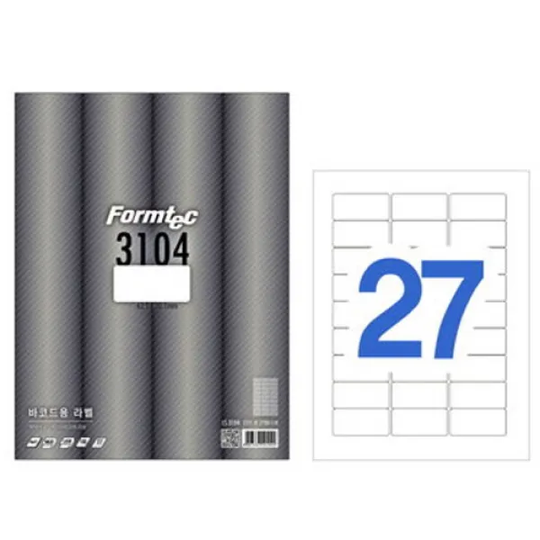 (폼텍)레이저/잉크젯 라벨 LS3104 - 100매(27칸), 27개