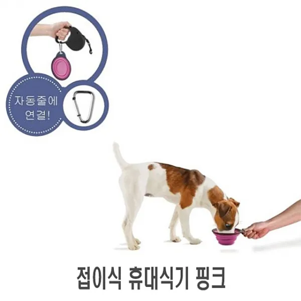 접이식 휴대식기 핑크 1p 식기 그릇 급식기 반려견식, 본상품선택