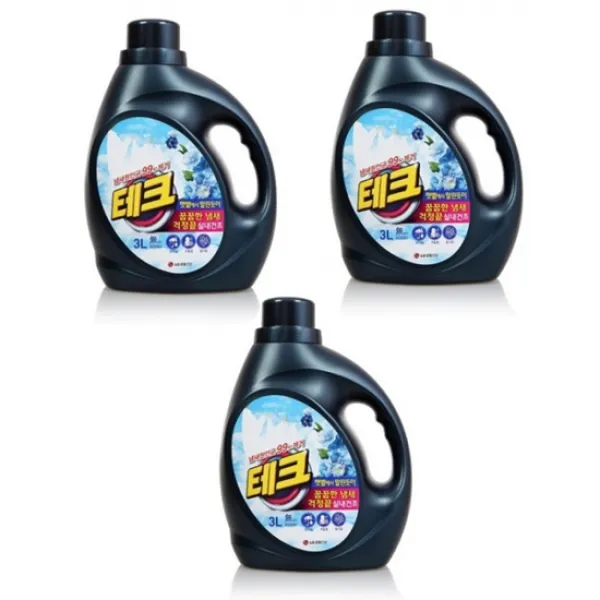 테크 실내건조냄새걱정끝 액체세제 용기형 3Lx3개 일반용, 3L, 3개