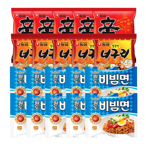 농심&팔도 신라면 5봉+너구리 5봉+비빔면 10봉 20개