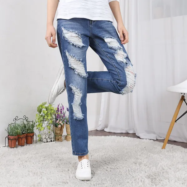 사계절 내내 입기좋은 편안한 턴키 725 헤짐빈티지배기