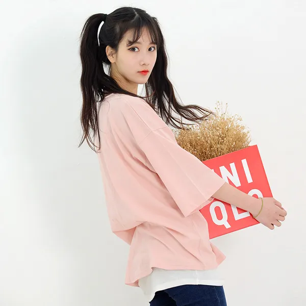 YAN2025 여자루즈반팔통소매면티셔츠_여성티셔츠/여자티셔츠/여자반팔면티/반팔티셔츠/여성반팔티셔츠/여성면티셔츠/통소매티셔츠/소매통티셔츠