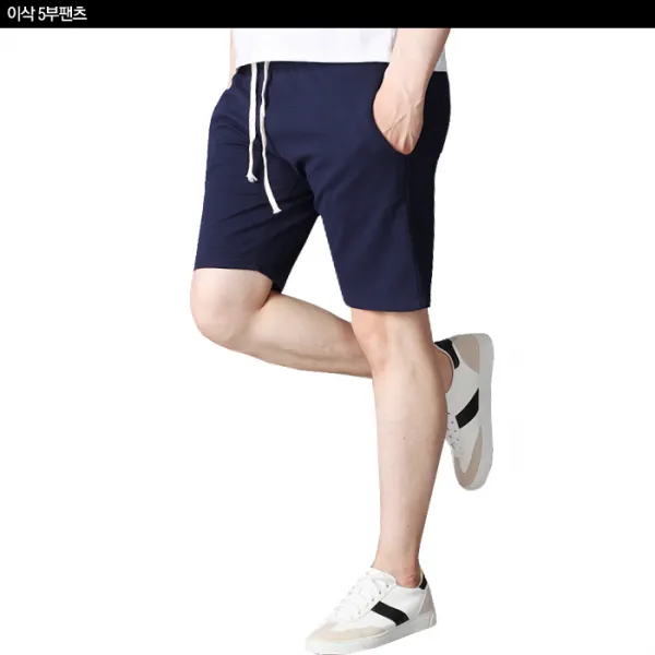이삭 여름 남성 반바지 5부바지 밴딩반바지 Cc 리버플무지 5부팬츠