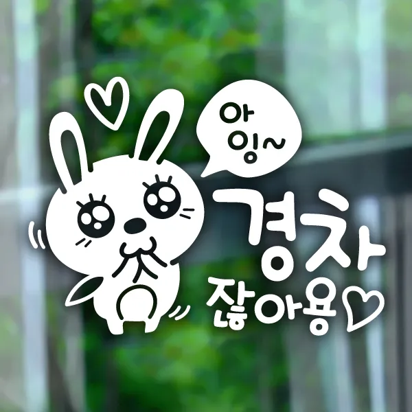 제제데코 [제제데코] 초보운전 안전운전 차량 스티커 06, 175_아잉경차애교토끼_화이트, 1개