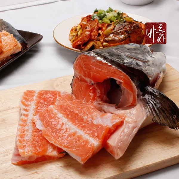 바른씨 연어갈비+머리 통째로 한개 1.2kg, 1개
