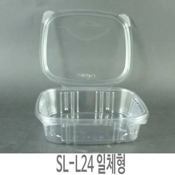 유즈팩 일회용 사각원터치용기 SL-L24 일체형 투명용기 100개 일반일회용도시락